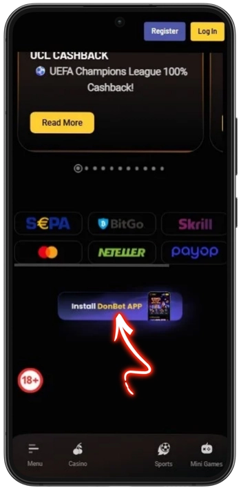 Jelly Express Android app download section in casino footer