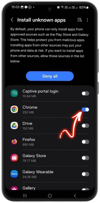 Android security settings to allow Jelly Express APK installation
