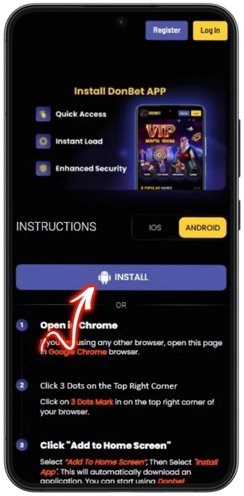 Jelly Express APK installation process on Android device