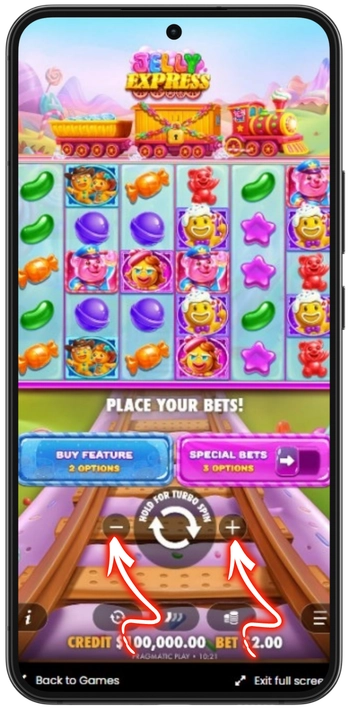 Jelly Express bet settings panel with Ante Bet option highlighted