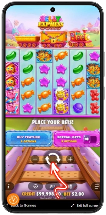 Jelly Express gameplay showing tumble mechanic and cluster wins on 6x5 grid
