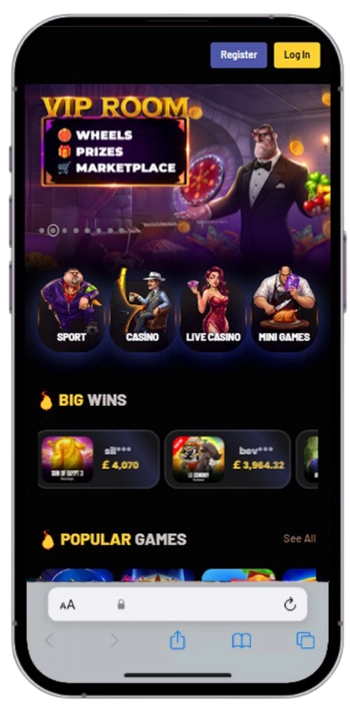 Jelly Express casino site opened in Safari on iPhone
